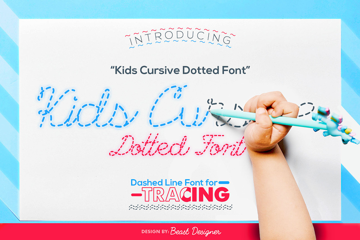 Kids Cursive Dotted, a Font by Beast Designer (Photo 1 of 2)