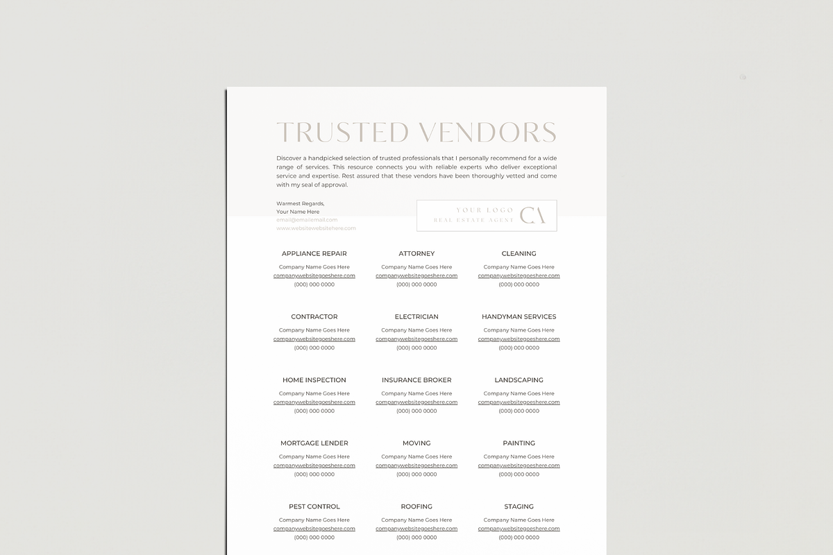 Real Estate Trusted Vendors Template, a Design Template by EstateElements (Photo 1 of 7)