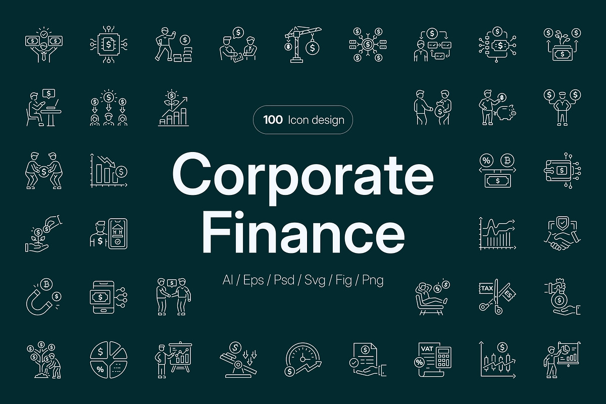 Corporate Finance Icon Set, an Outline Icon by Prosymbols (Photo 1 of 8)