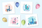 Cute Lamas, an Animal Illustration by BezierMagic (Thumbnail 2 of 6)