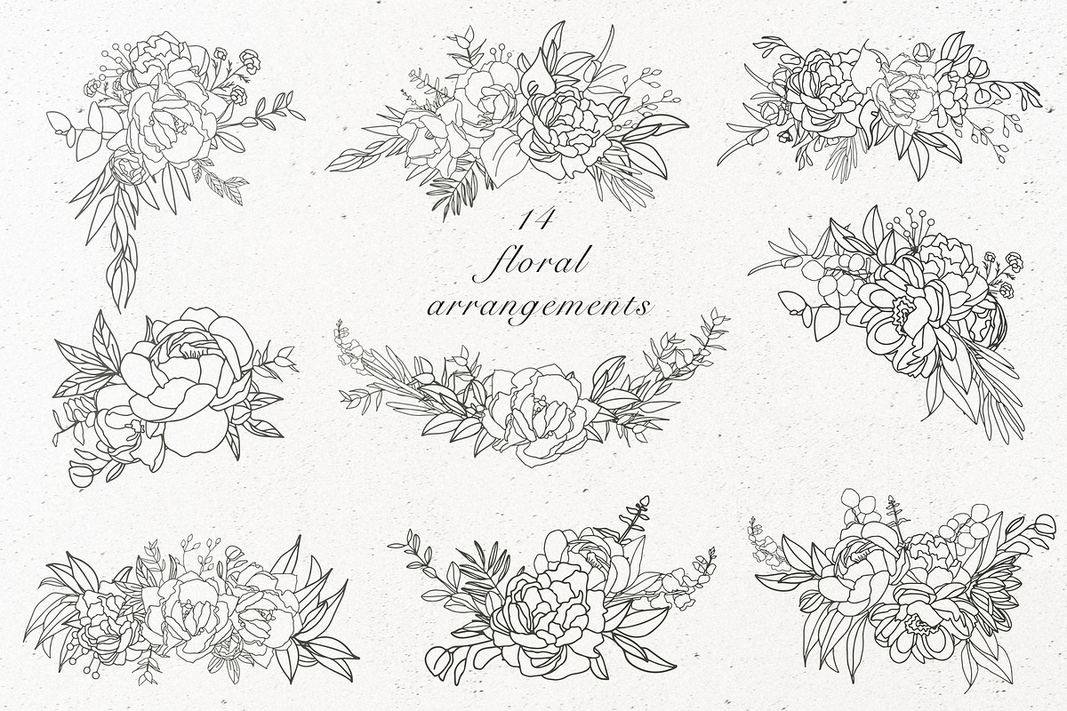 Elegant floral collection.Line art, a Decorative Illustration by Vera●Suleimanova (Photo 8 of 15)