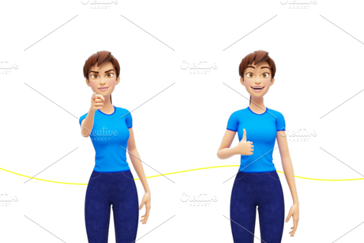 Jenny Cartoon 3D Character Promo Set, a Person Illustration by Oleg Ribar (Photo 24 of 26)