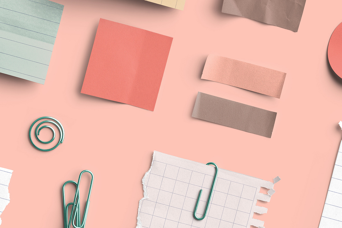 Marina Sticky Notes & Paper Clips, an Advertising Mockup by Custom Scene (Photo 3 of 10)
