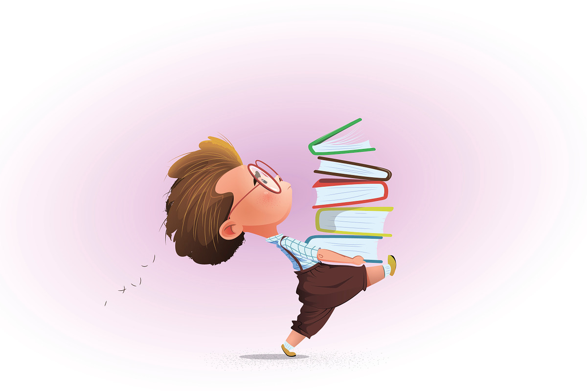 Boy with book, an Education Illustration by mihail.ridkous