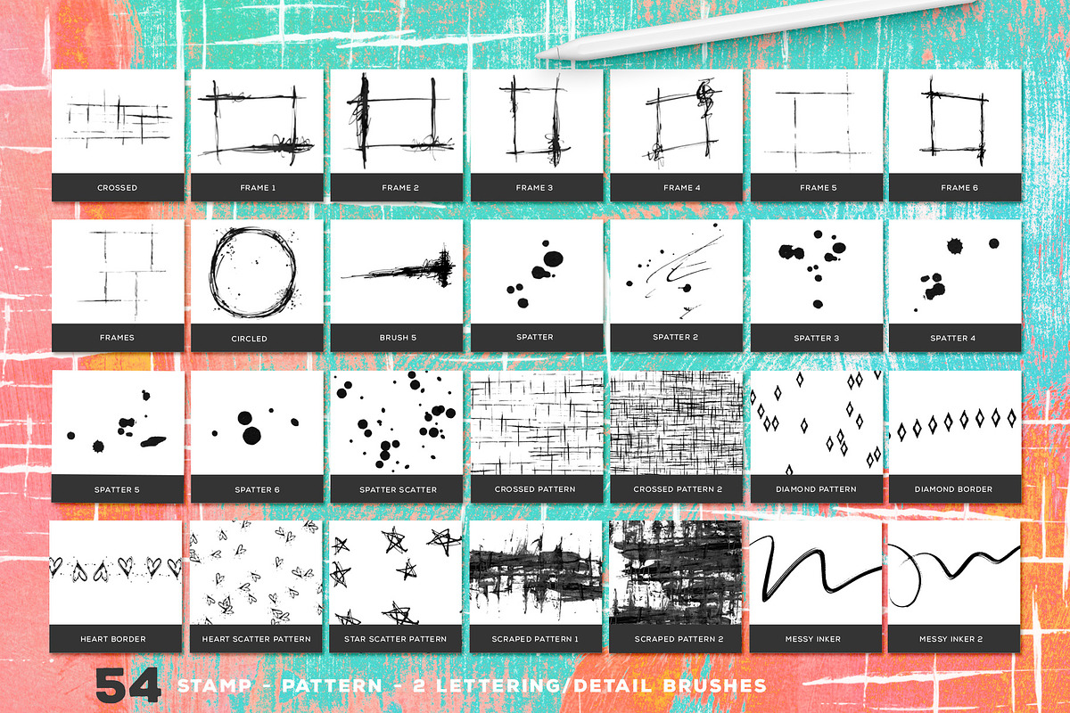 Messy Ink Brushes for Procreate, a Brush Add-On by Studio Kitsch (Photo 4 of 5)