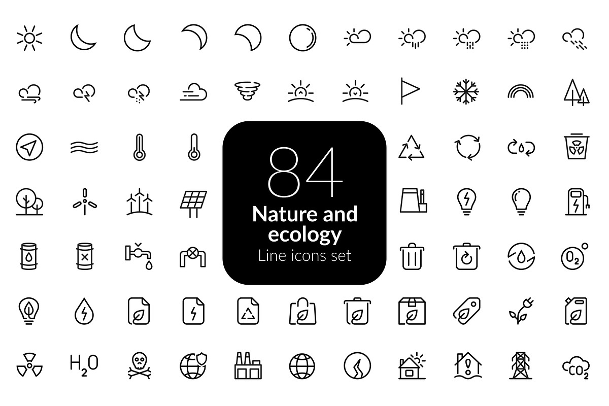 Nature & Ecology line icons set, an Outline Icon by AIWD (Photo 1 of 2)
