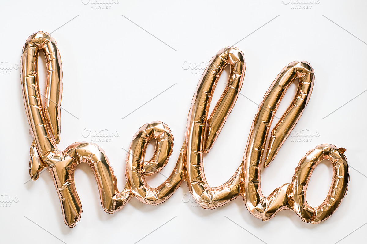 HELLO Styled Stock Balloon Letters, a Social Media Template by LaPorte Images