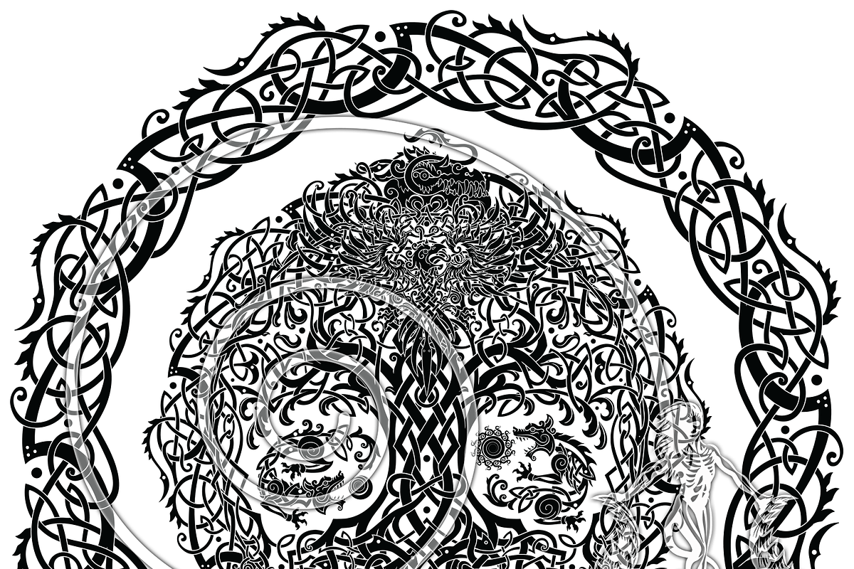 Viking Yggdrasil Knotwork Vector Art, a Decorative Illustration by Abysm Internal (Photo 2 of 4)