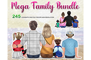 Watercolor Family, baby clipart PNG