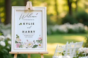 Flowers Wedding Sign, a Stationery Template by Aarley Kaiven