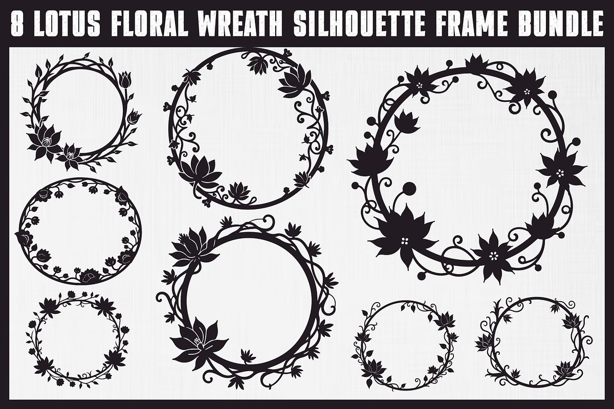 Lotus Floral Wreath Bundle, an Illustration by hafijul (Photo 1 of 9)