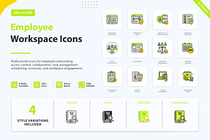 Employee Workspace Management Icons, an Outline Icon by vexper