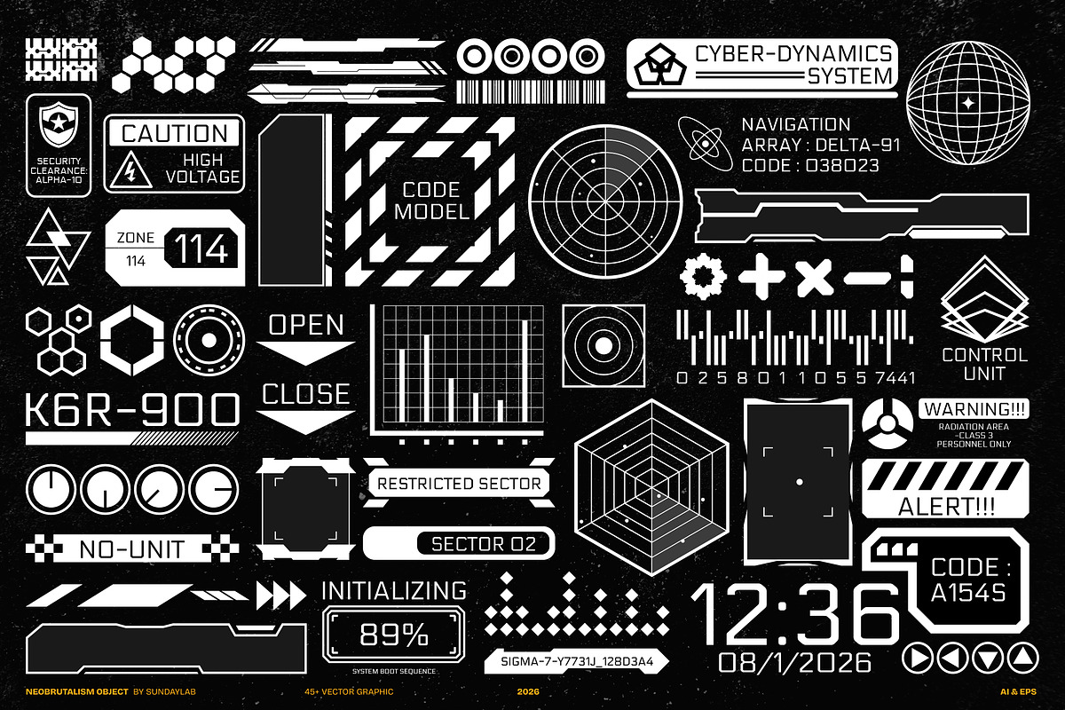 Neobrutalism Futuristic HUD Graphic, an Object Graphic by Sundaylab (Photo 1 of 3)