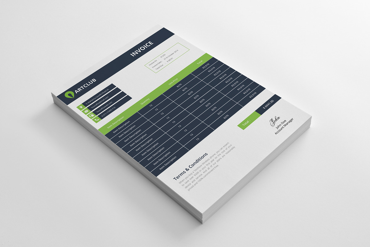 Invoice template, a Stationery Template by Graphicalark (Photo 2 of 3)