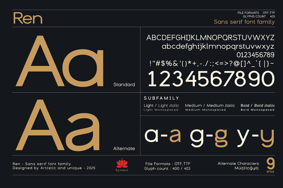 Ren - Sans serif font family, a Sans Serif Font by Artistic & Unique (Photo 8 of 15)