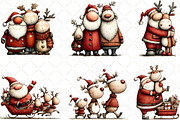 Santa Reindeer Christmas Clipart, an Illustration by Black Bird Studio (Thumbnail 3 of 6)