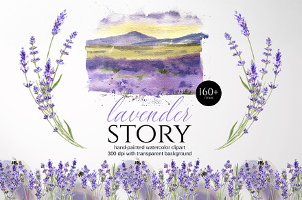 Lavender story | Watercolor set, a Texture Illustration by Elena Dorosh