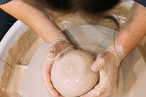Clay modeling pottery workspace raw craft wheel, an Arts & Entertainment Photo by Photo Drive Studio