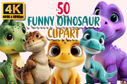 Funny Dinosaur Clipart PNG Bundle, a Graphic by M9 Design (Thumbnail 1 of 9)