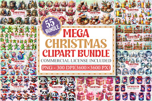The Mega Christmas Clipart Bundle, an Illustration by designcity5