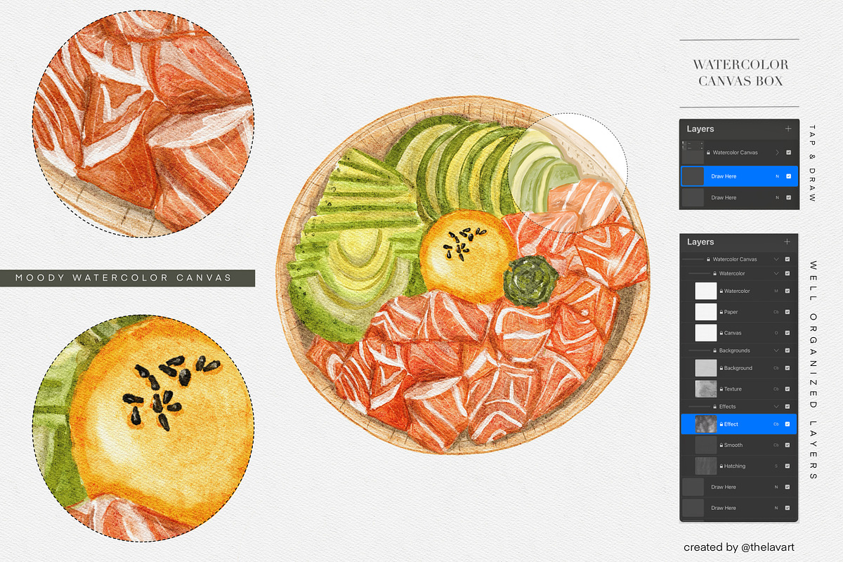 Watercolor Canvas Box for Procreate, a Brush Add-On by Liquid Amethyst Art (Photo 6 of 9)
