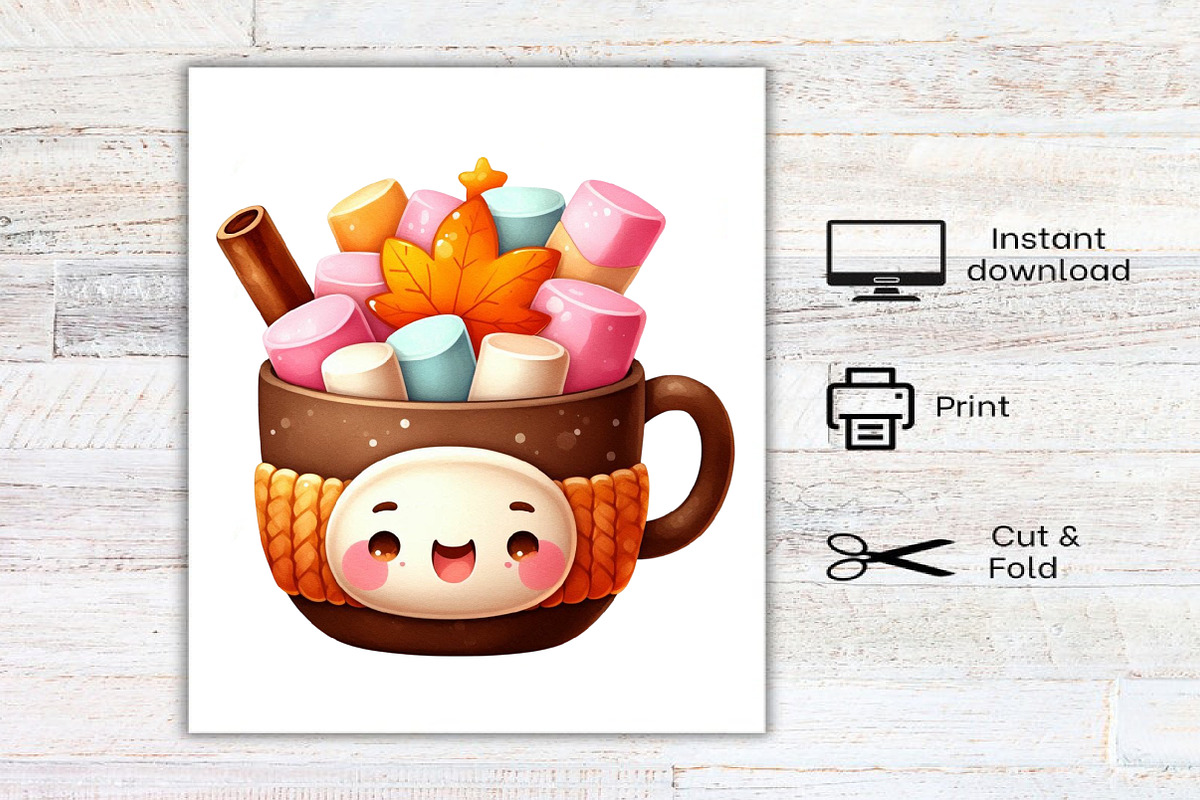 Kawaii Autumn Coffee Clipart Bundle, an Illustration by Canvas Craft (Photo 8 of 8)