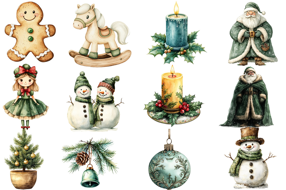 Christmas Winter Watercolor Clipart, an Illustration by Designworld (Photo 3 of 6)