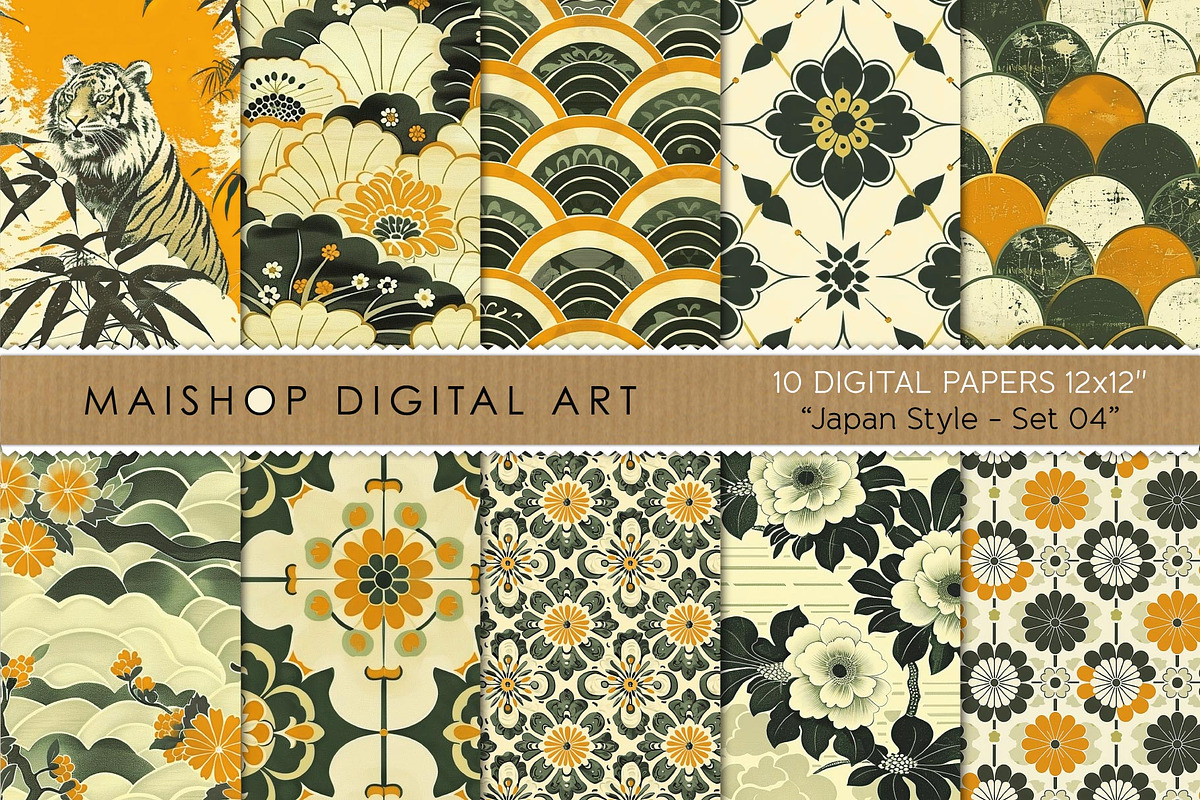 Graceful Asian Repeat Patterns, a Pattern Graphic by Maishop (Photo 1 of 4)