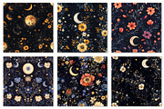 Celestial Floral Seamless Patterns, an Illustration by Dream Creation (Thumbnail 2 of 5)