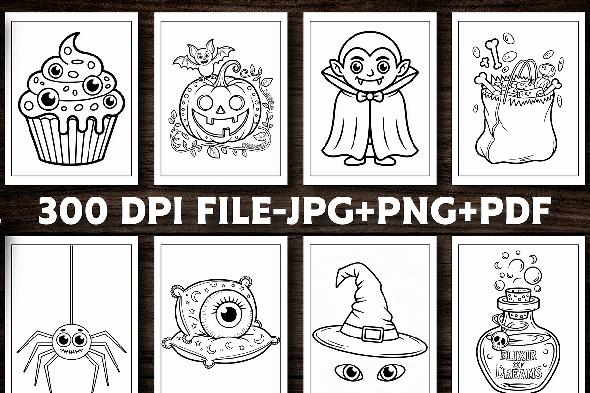 Little Spooky Halloween Coloring, a Seasonal Illustration by Design Station (Photo 2 of 5)