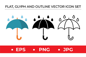 Rain Umbrella Icons, an Outline Icon by Artonix
