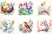 Watercolor Spring Birds Clipart, an Illustration by DreamCafeArt (Thumbnail 2 of 5)