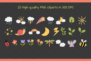 Nature Doodles Clipart Set