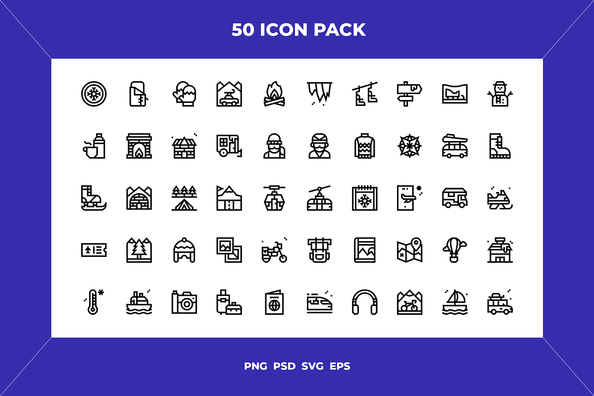 Winter travel icons, an Outline Icon by Wencory (Photo 1 of 2)