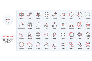 Atom molecule chemistry icons, an Illustration by Lemberg Vector