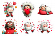 Watercolor Valentine Cute Yeti Clipa, an Illustration by Daily.Designs (Thumbnail 5 of 7)