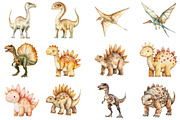 Watercolor Prehistoric Cute Dinosaur, an Illustration by CitraGraphics (Thumbnail 4 of 5)