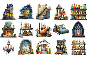 HALLOWEEN HOME clip arts, an Illustration by Craft Nest (Thumbnail 2 of 4)