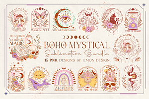 Boho Mystical PNG Sublimation Bundle, a Seasonal Illustration by LemonDesign