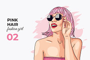 Vector Pink Hair Girl, a Person Illustration by Iryna Denysova (Thumbnail 3 of 4)