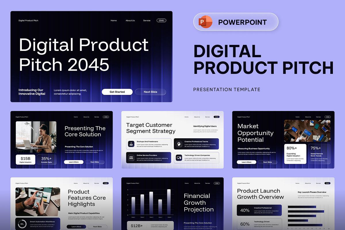 Digital Product Pitch Powerpoint, a Presentation Template by Sixtemp (Photo 1 of 3)