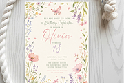 Wildflower Floral Birthday Invite, an Invitation Template by heynomi (Thumbnail 11 of 19)