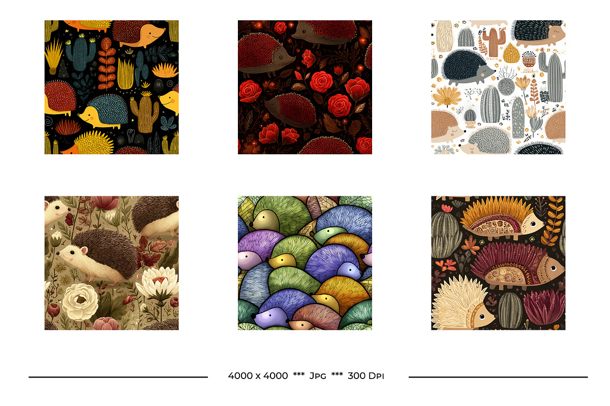 Hedgehog Retro Art Style Patterns, a Pattern Graphic by karenfoleyphoto (Photo 8 of 12)