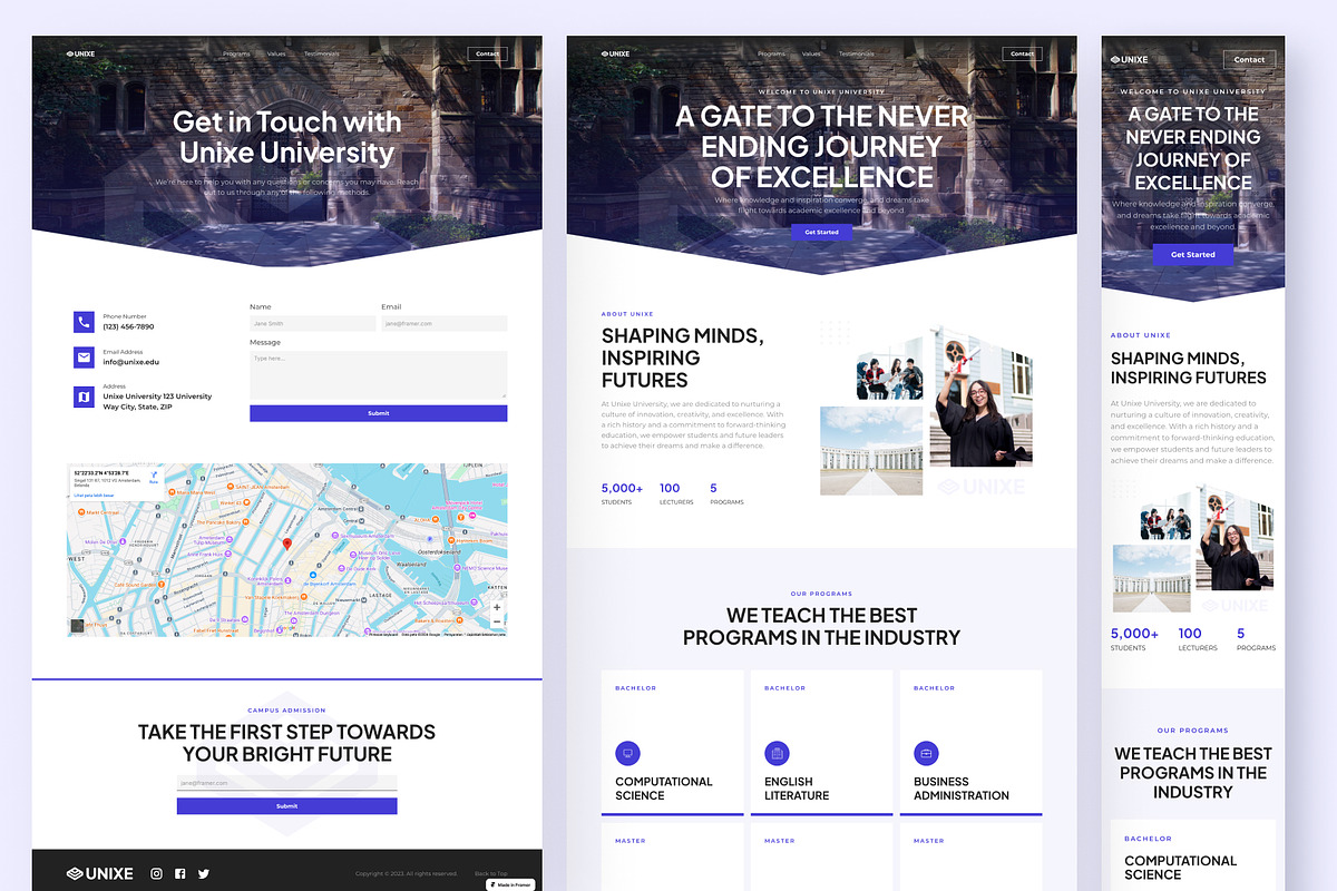 Unixe - University Website Framer, a Websites & App Template by peterdraw (Photo 2 of 4)