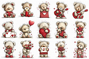 Whimsical Valentine Teddy Bear Clipa, an Illustration by Libby Wishes (Thumbnail 6 of 7)