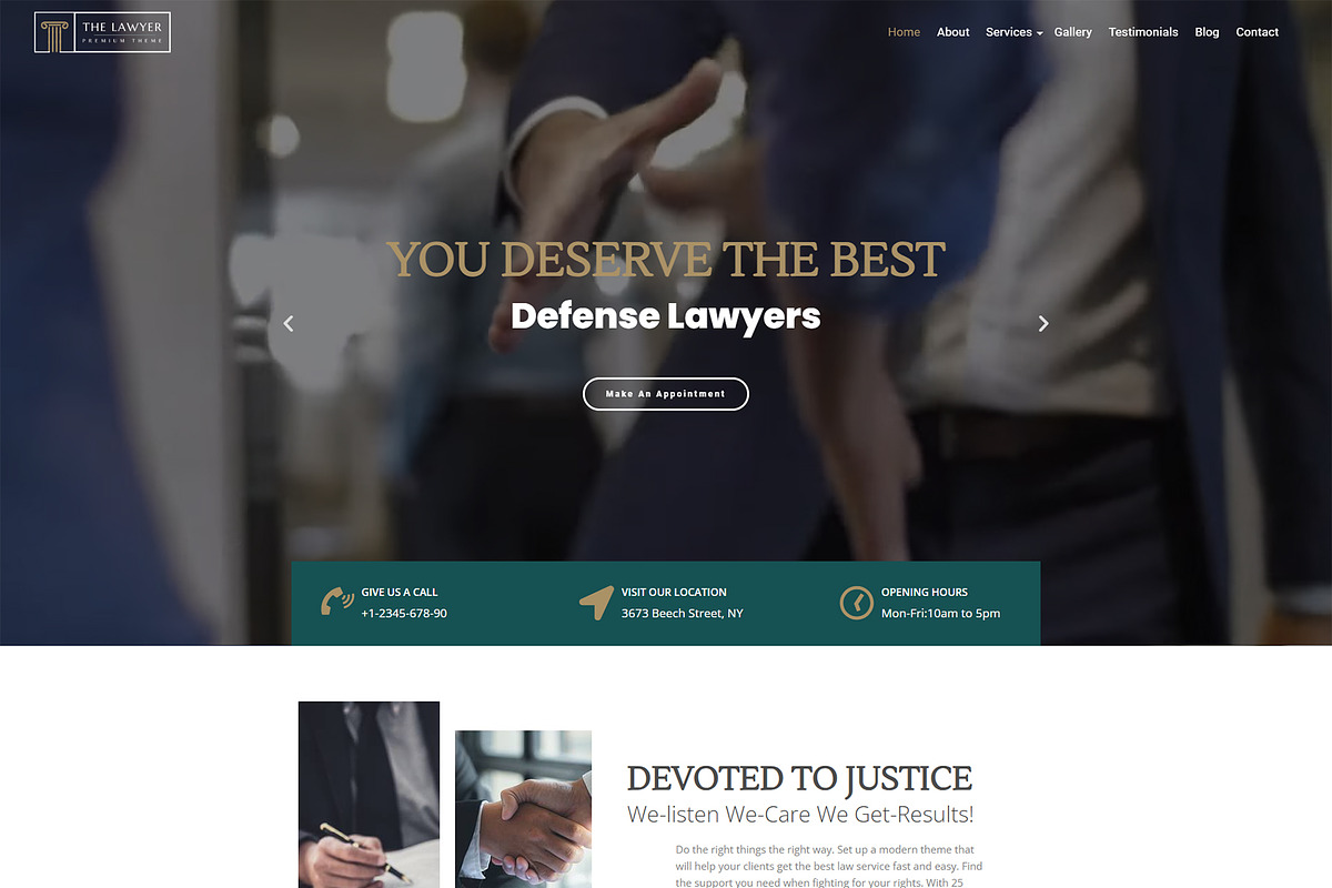 The Lawyer WordPress Theme - Website Template For Lawyers and Attorneys