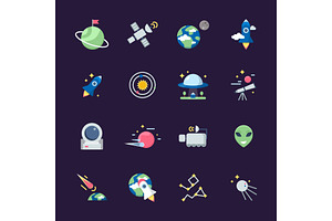 Space Flat Icons. Telescope