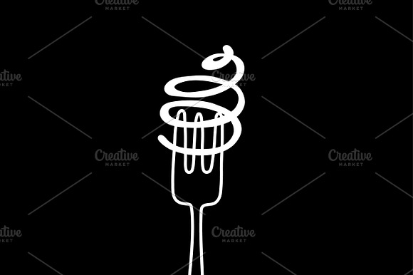 Spaghetti And Fork White Logo