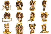 Whimsical Coffee Girls Clipart, a Seasonal Illustration by CitraGraphics (Thumbnail 2 of 7)
