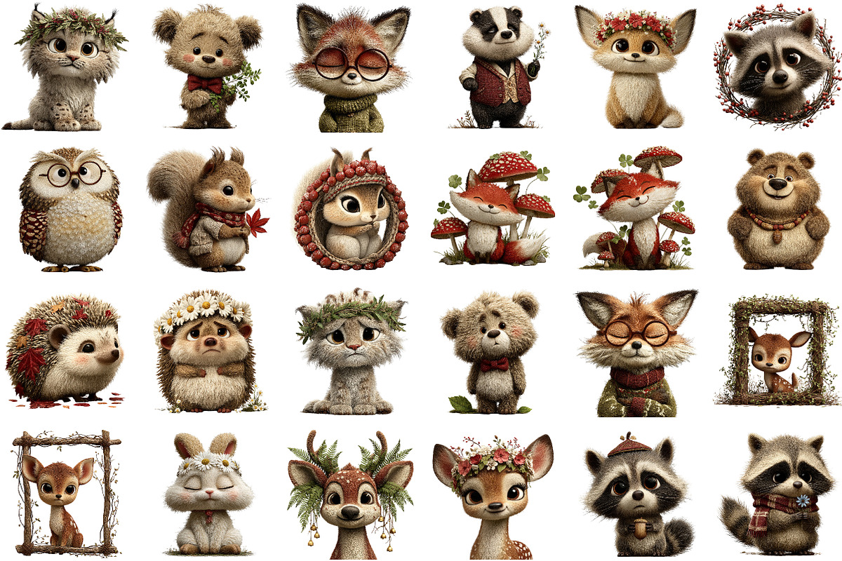 Watercolor Woodland Portraits Clipar, an Illustration by Sublimation Artist (Photo 2 of 6)